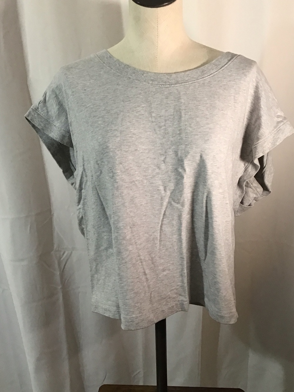 CAbi Light Gray Boxy Crewneck Short Sleeve Tee